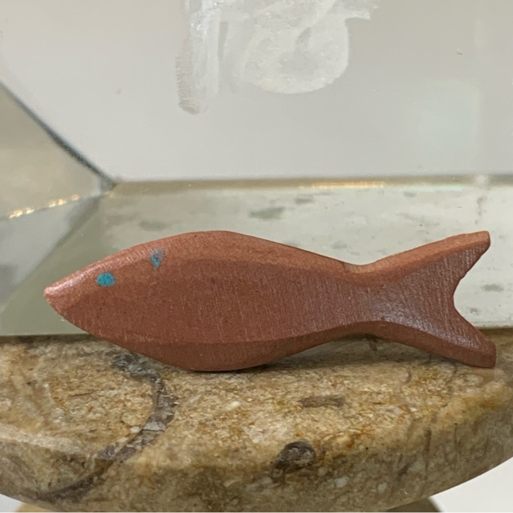 Zuni Style Fish Fetish Bead Drilled Rhodonite Stone Native American Animal Mini